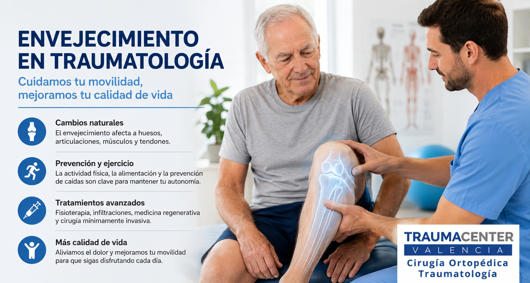 Envejecimiento en traumatología: cómo afecta al aparato locomotor y qué tratamientos pueden mejorar la calidad de vida